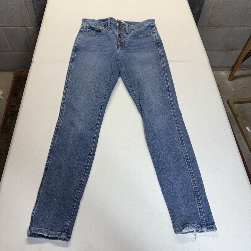 Madewell Jeans Women 27 (28x28) 10" Highrise Skinny Dewitt Button Fly Blue Denim